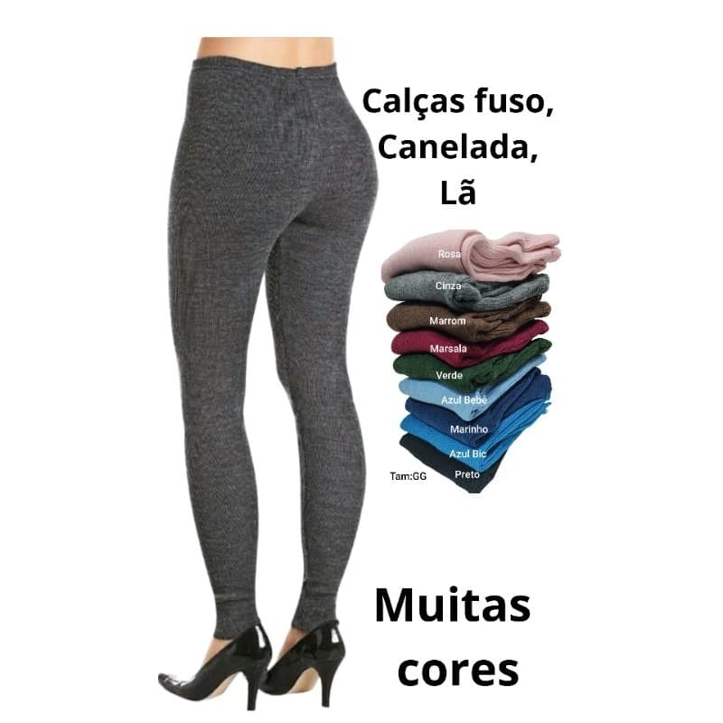Calça Fuso de Tricot lã PLUS SIZE,Grossa, Canelada, Inverno,Segunda Pele, Confortável,Quente