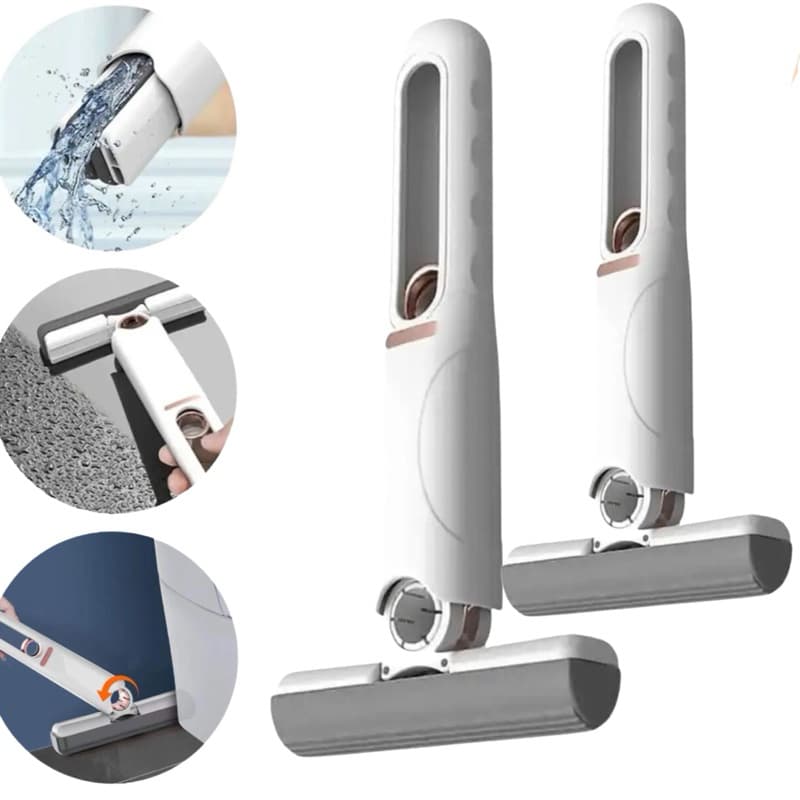 Kit 2 - Rodo Mini Mop Magico Limpa E Seca Rodinho De Pia Cozinha retrátil