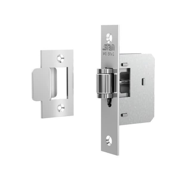 Fecho Porta Pivotante Auxiliar Inox Cromado Stam Trinco Rolete Sem Chaves