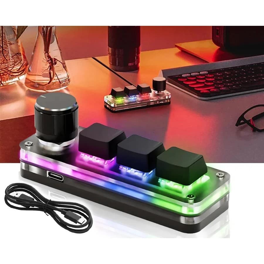 Teclado Macro Macropad Mecânico Programação Personalizada - 3 teclas 1 botão