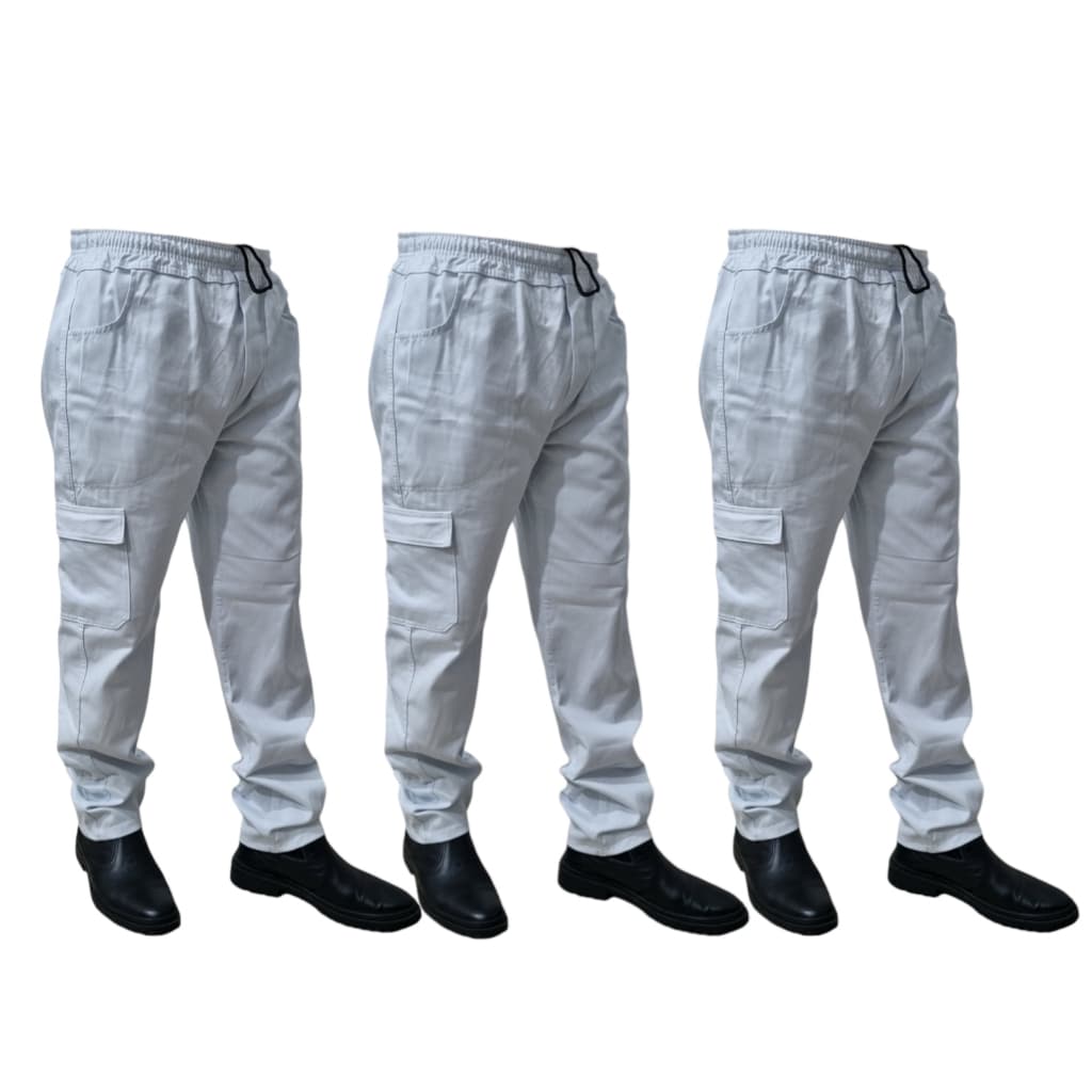 Kit 3 Calça Trabalho em BRIM Costura Dupla REFORÇADA Uniforme Profissional BRANCA *Envio Imediato