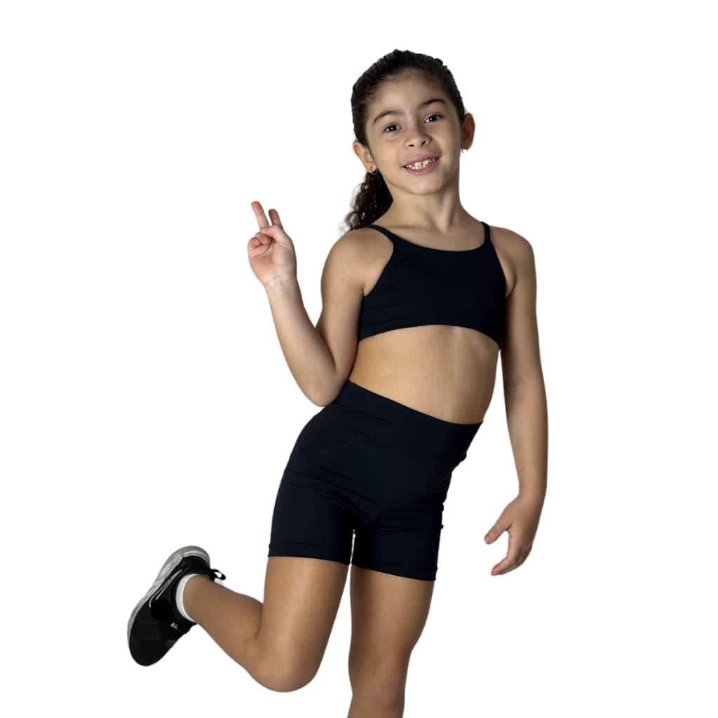 Conjunto Infantil Fitness Feminino Top E Short De Poliamida