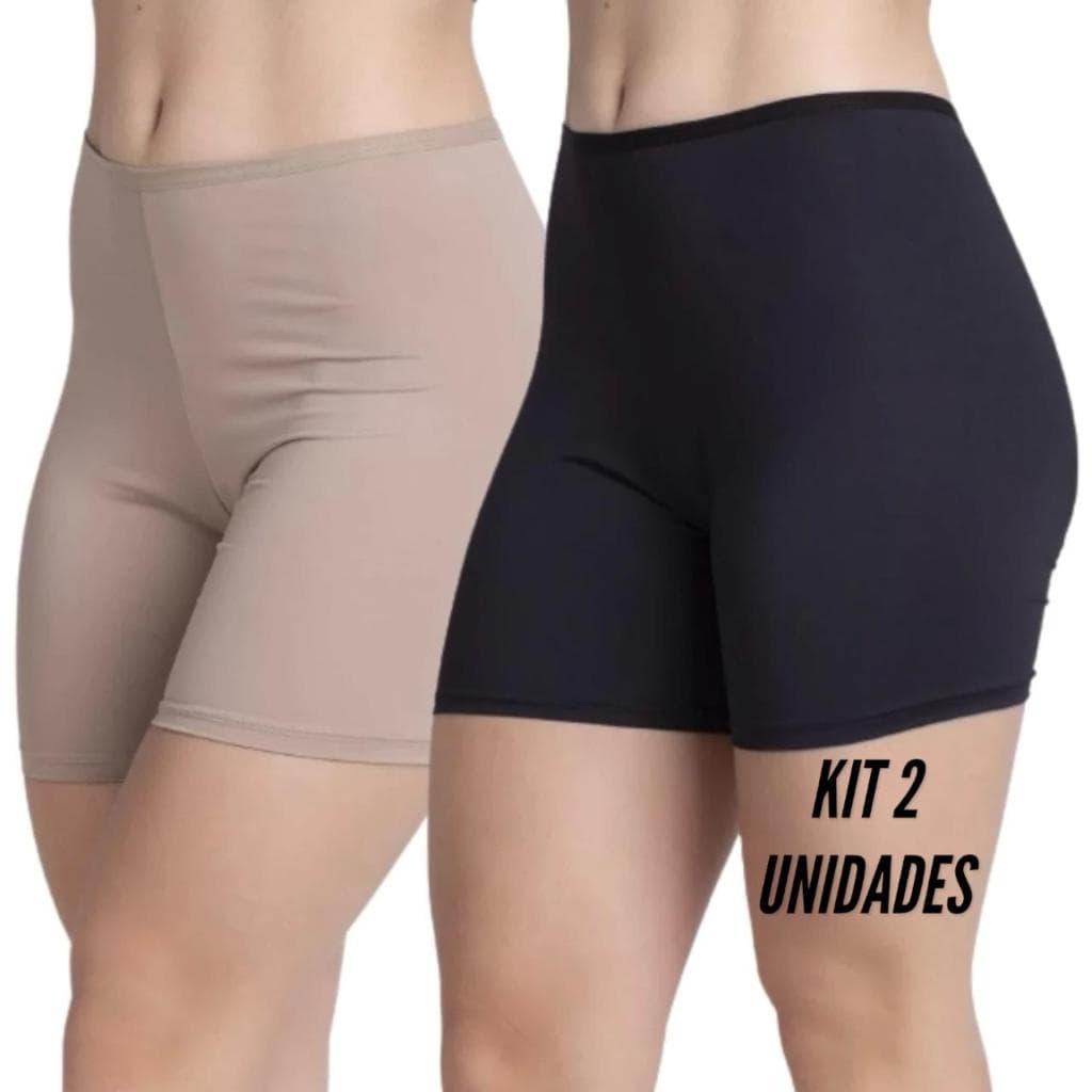 Kit 2 short segunda pele anágua liso para vestir por baixo da roupa feminino