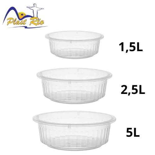 Jogo C/ 3 Bacias Redonda Varios Tamanhos Tranparente Grande Media Pequena