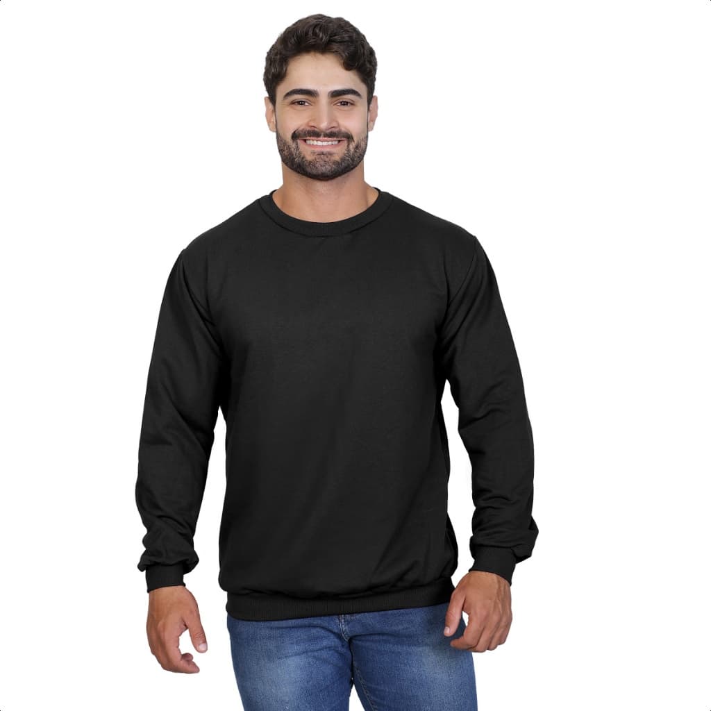 Moletom Careca Liso gola redonda sem Capuz Unissex com Ribana Flanelado ou Promoção Estoque