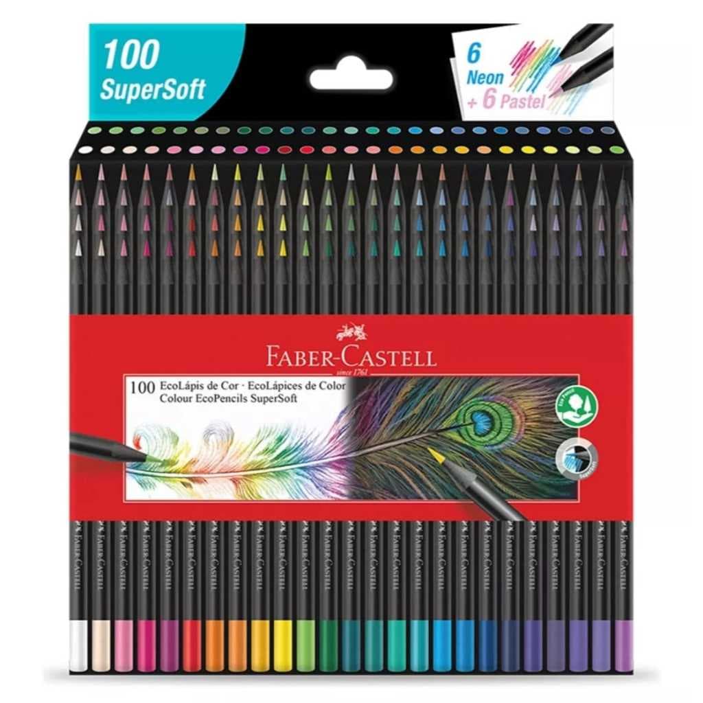 Lápis De Cor Faber Castell 100, 50 e 24 Cores Supersoft Desenho Artes Original Promoção