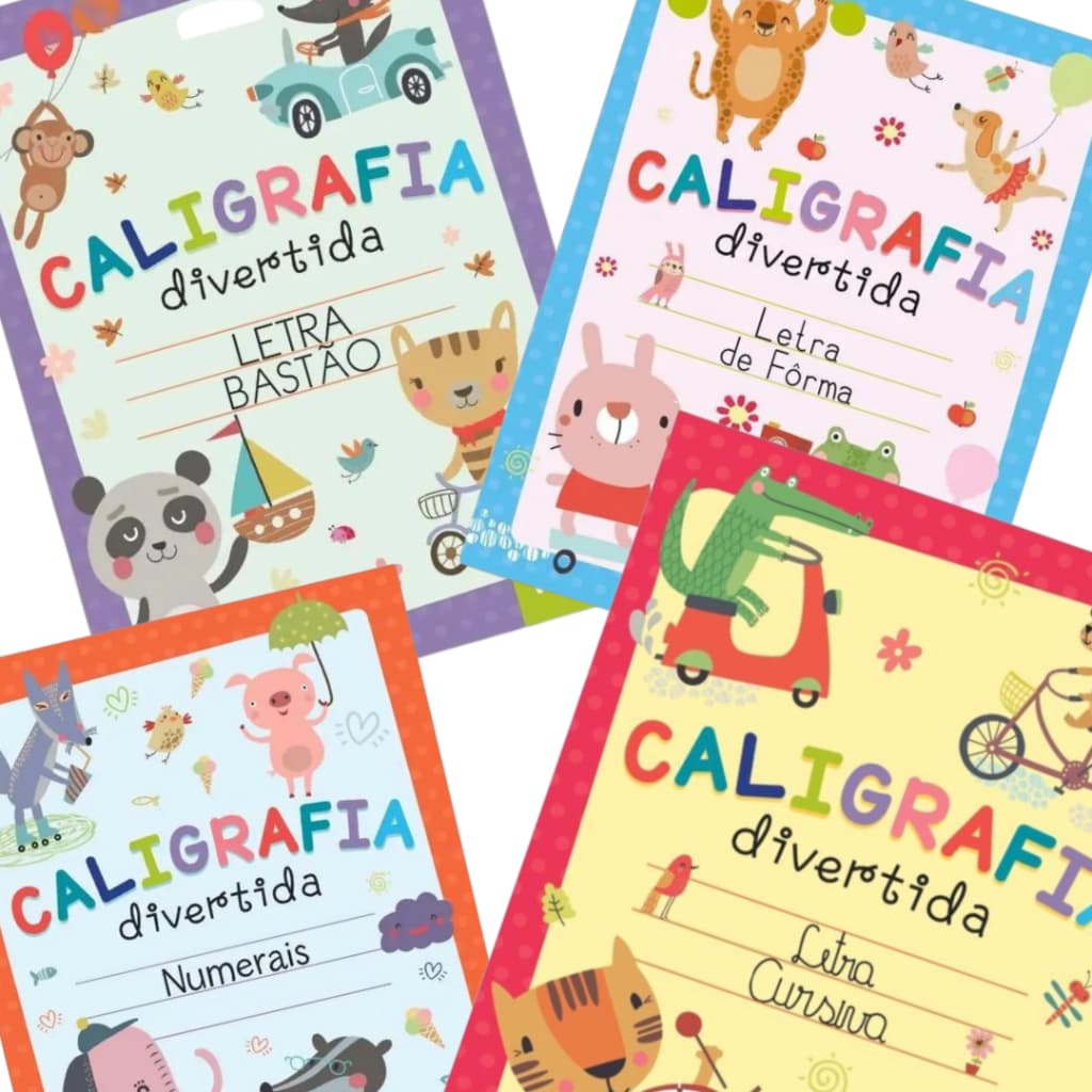 4 Livros De Caligrafia Infantil Letra de Forma, Cursiva, Numeris e Letra Bastão Ciranda cultural alfabetização escola
