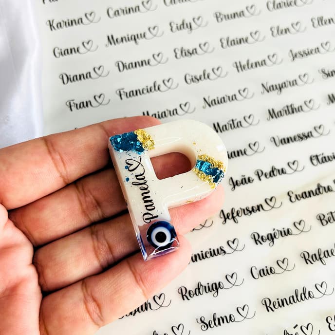 Impressão de nomes para peças em resina epóxi. Cartela #01 156 nomes variavéis. Ideal para chaveiros.
