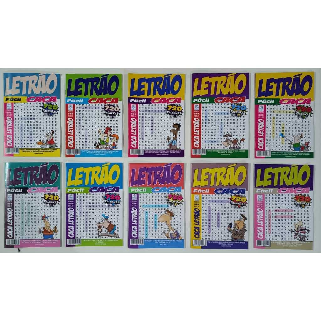 Kit 10 CAÇA PALAVRAS Só LETRÃO e Só Nível FÁCIL s/ Repetição