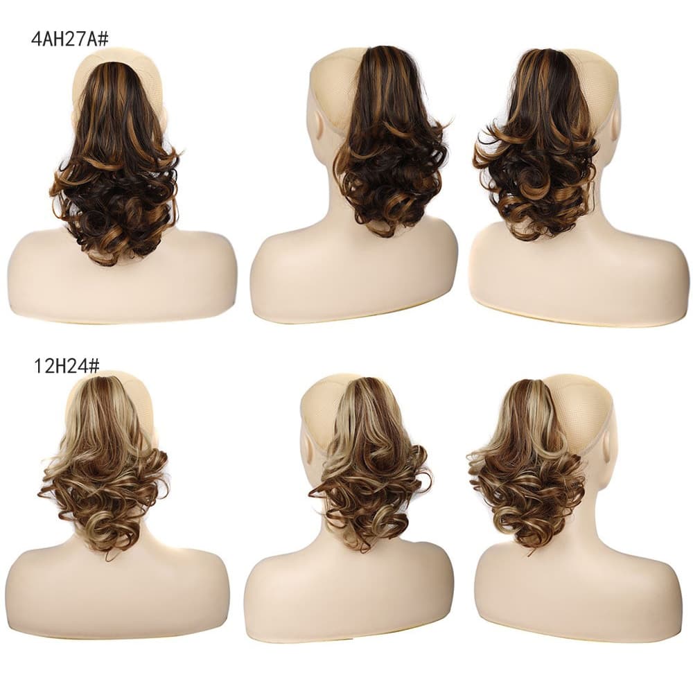 Aplique Cabelo Orgânico Rabo de Cavalo Ondulado Curto fio sem brilho com Piranha