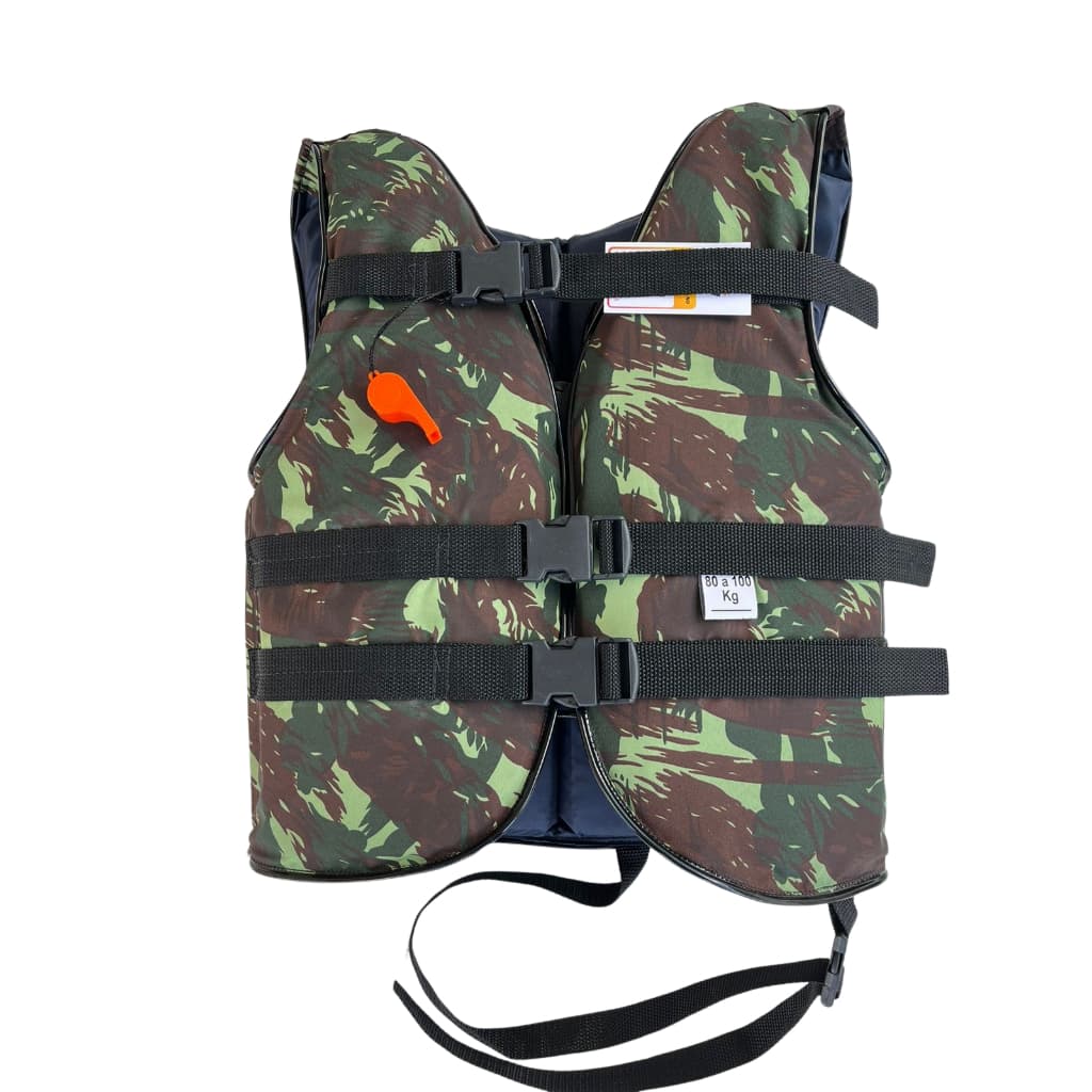 Colete Salva Vidas 30 a 100KG Camuflado com apito