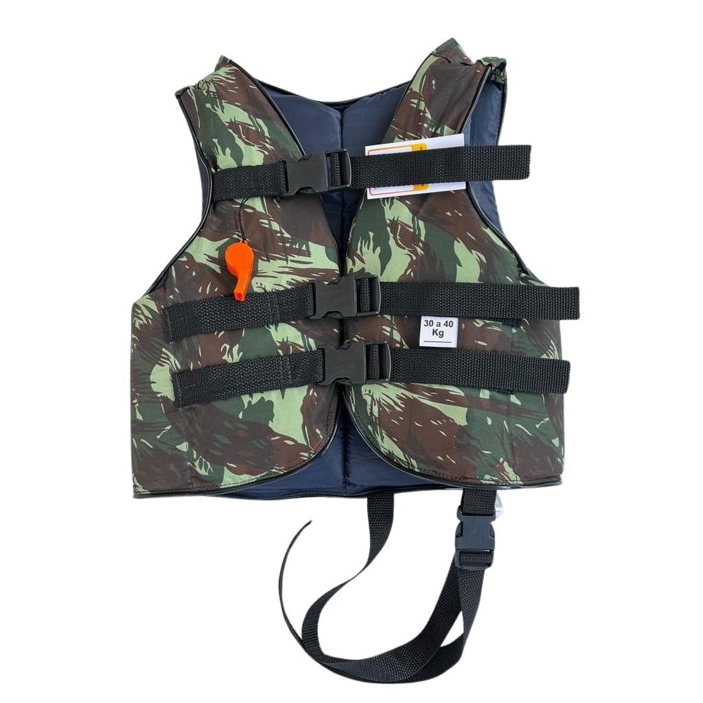 Colete Salva Vidas  Azul ROSA e camuflado 40 kg 60kg 80kg 100kg com apito