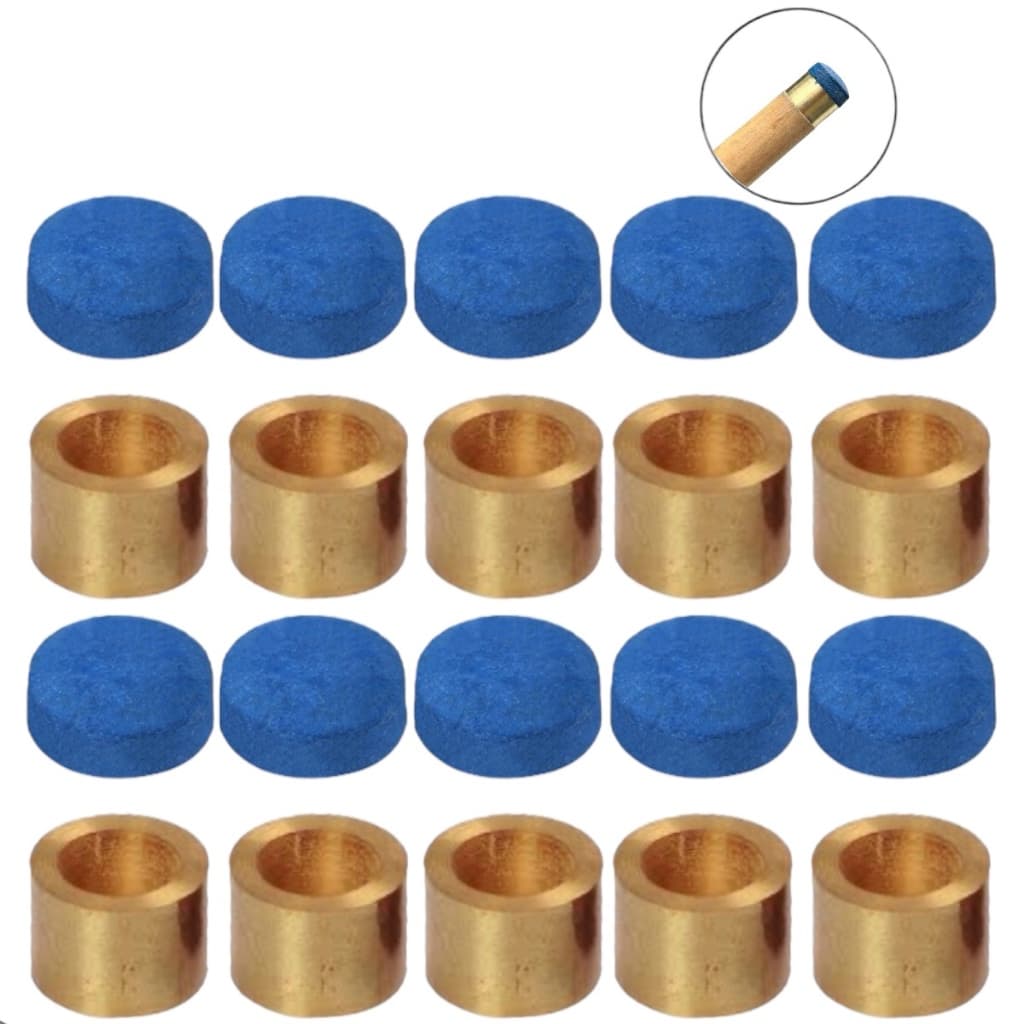 Virola de Metal de Taco de Sinuca + Sola de Couro Profissional Azul 11mm de Bilhar Snooker