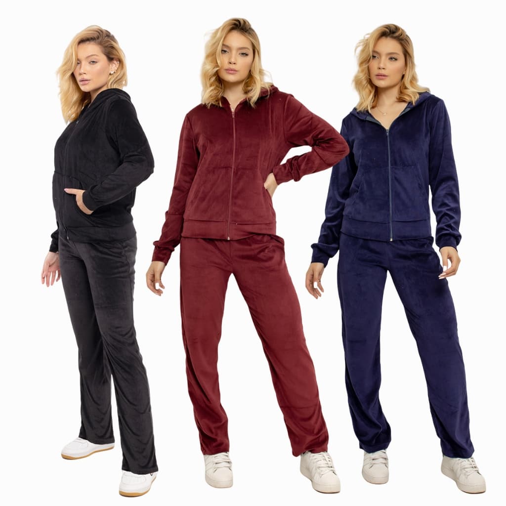 HZ 01# Conjunto Feminino De Veludo Plush Blusa e Calca CON-001