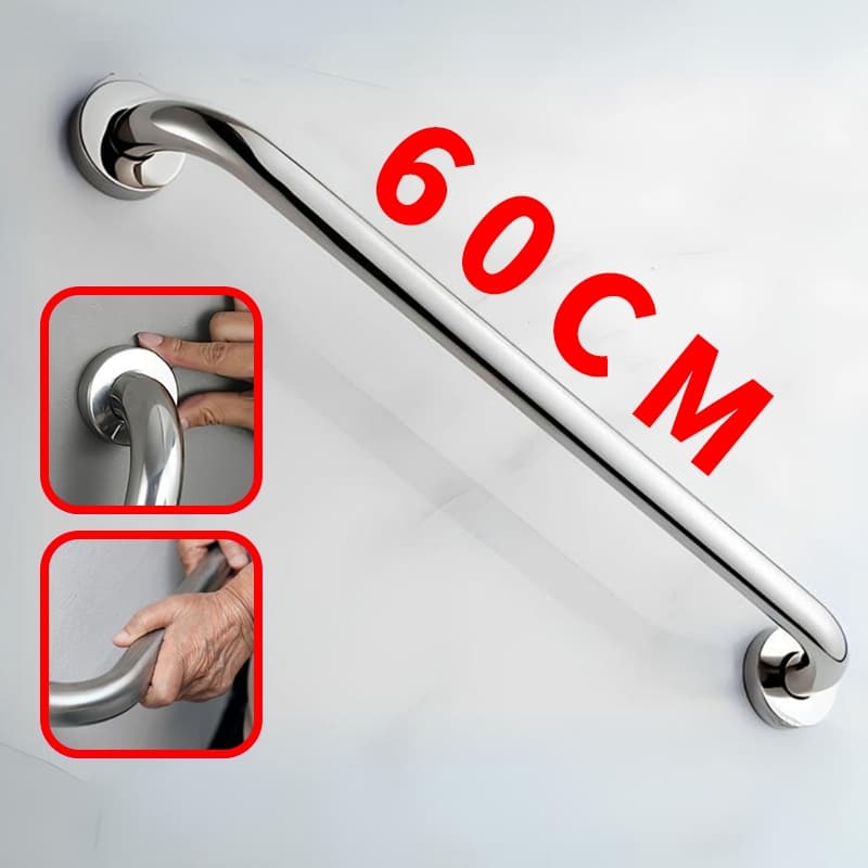 Alça de Apoio Inox Barra 60cm Acessibilidade Segurança Idoso Banheiro Box Parede Corrimao Suporte Anti Queda