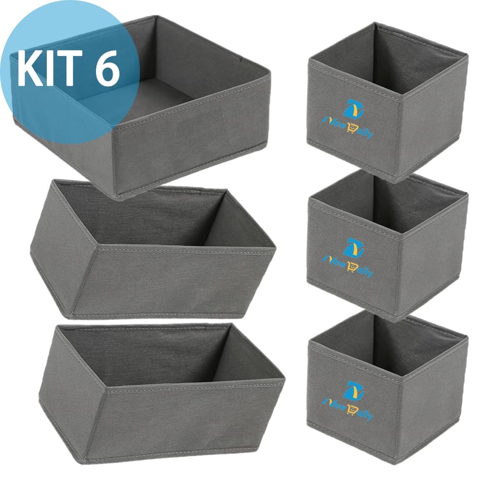 Kit 6 Caixa Mutiuso Organizadora Colors Dobravel TNT para armarios, guarda roupas ND-03/ND-04/ND-05