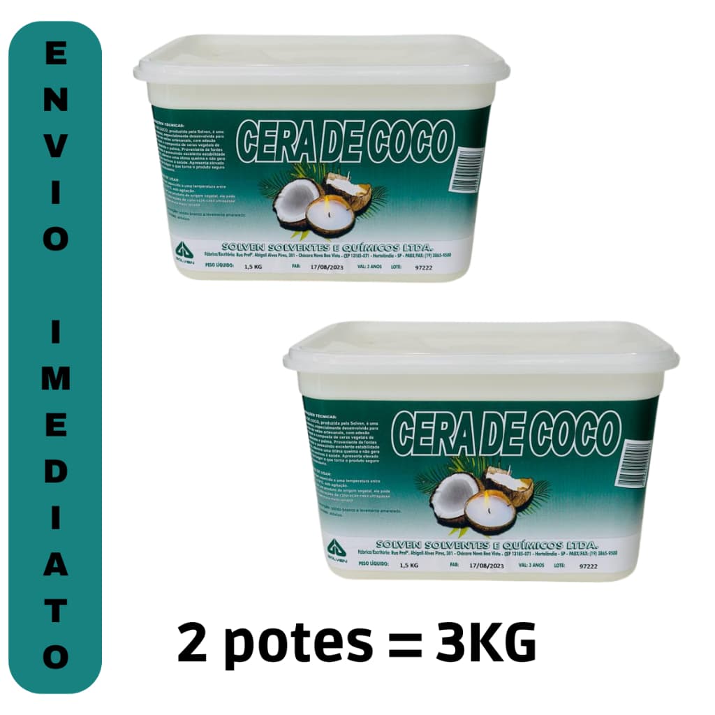 Cera de Coco Premium 100% Vegetal para Velas artesanais 3Kg