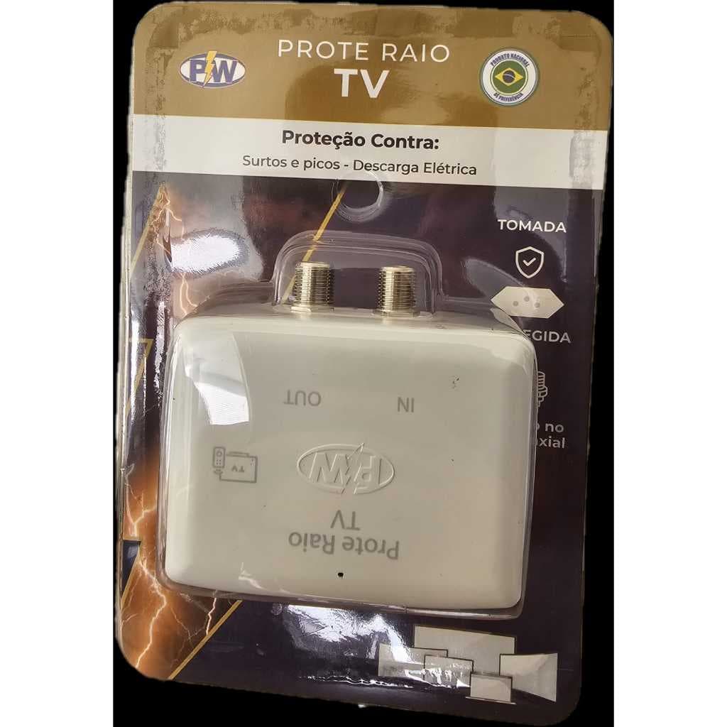 Protetor Elétrico ProteRaio TV Entrada e  Saida Coaxial Antena - Protege TV - Antena Digital