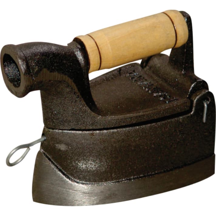 Ferro Passar Roupa A Brasa Alça Madeira Chaminé 20x10x15,5cm