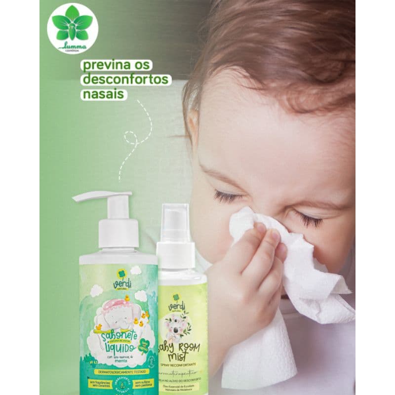 Kit Xô Gripe Sabonete Líquido Espuma de Vapor e Baby Room Mist Spray Reconfortante - Verdi Natural