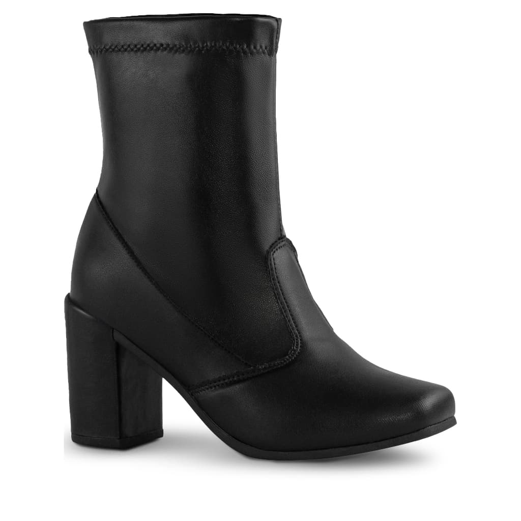 Bota Feminina Lumiss Cano Curto Stretch Confortável Salto Alto Bico Quadrado