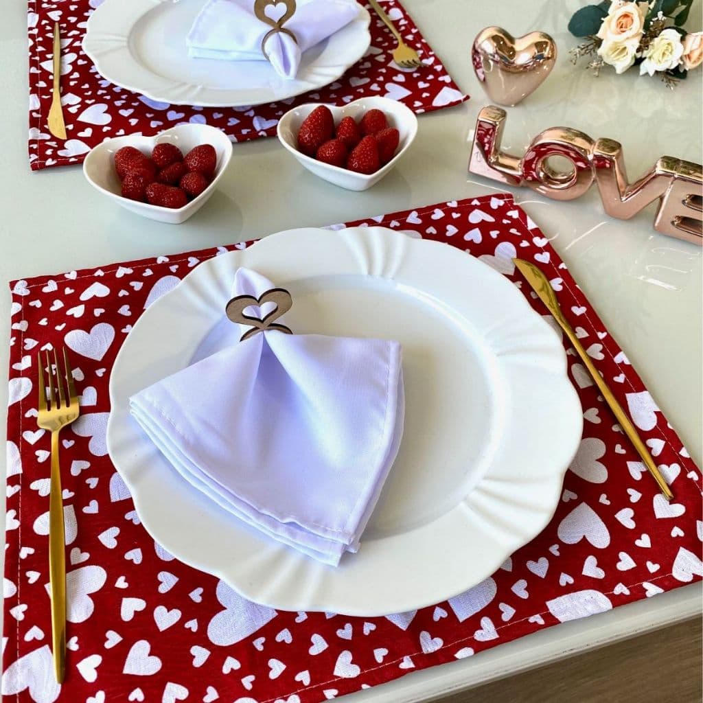 Jogo Americano para o Dia dos Namorados 2 Lugares (6 peças)