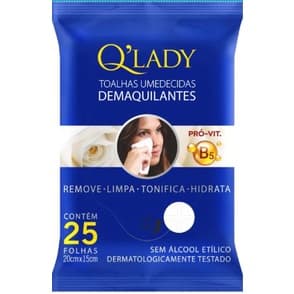 Toalhas Umedecidas Demaquilantes Q'Lady 25 Unidades