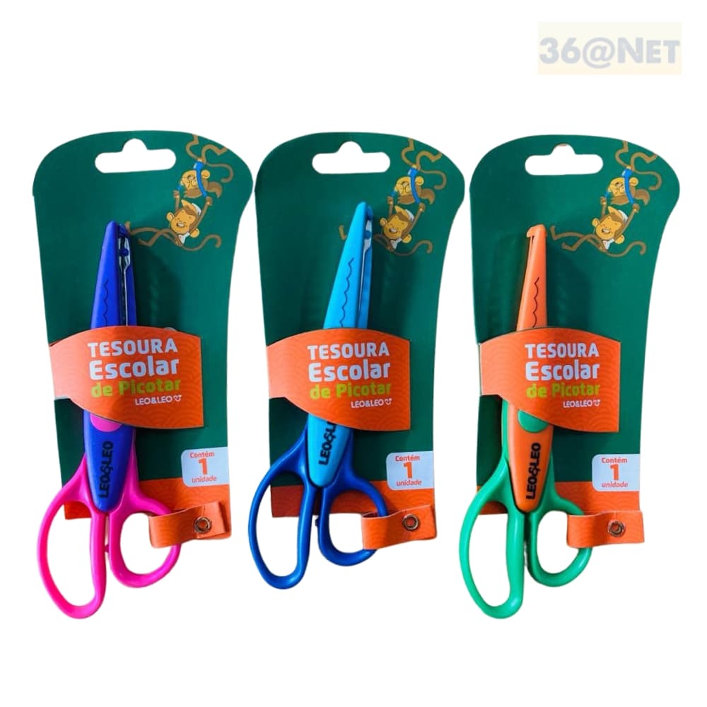 Tesoura Escolar de Picotar Leo e Leo