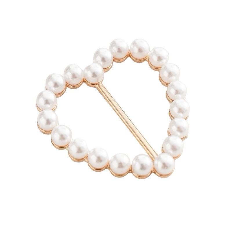 Fivela para Camisetas Pérolas Brancas Acessório para Nó de Camisas Broche anel de Lenço e Guardanapo