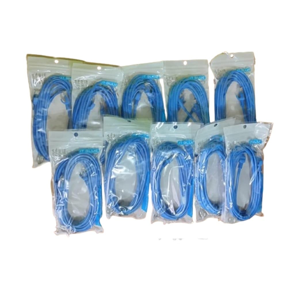 10 unidades Patch Cord do Cabo de Rede Rj45 LE-302 It-Blue 3,0 Metros Cat-5 Lan