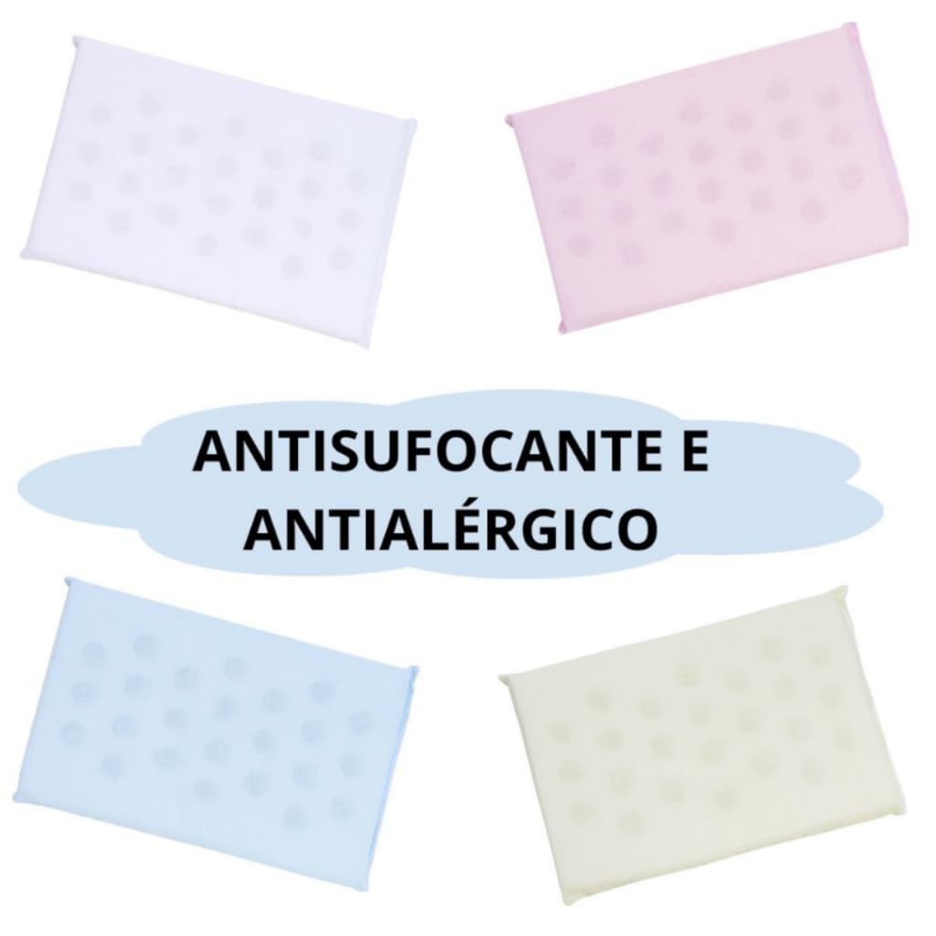 TRAVESSEIRO BEBÊ ANTISSUFOCANTE ANTIALÉRGICO ANTI-REFLUXO RESPIRÁVEL C/ FUROS P/CARINHO E BERÇO PAPI
