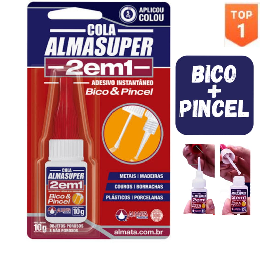 Cola Instantânea Bico e Pincel 2 em 1 Multiuso Almasuper 10g