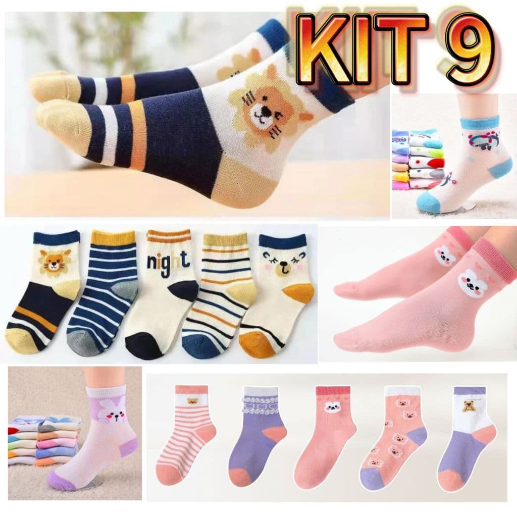 Pares Meias Infantil de Algodão Coloridas Estampadas Menina Menino