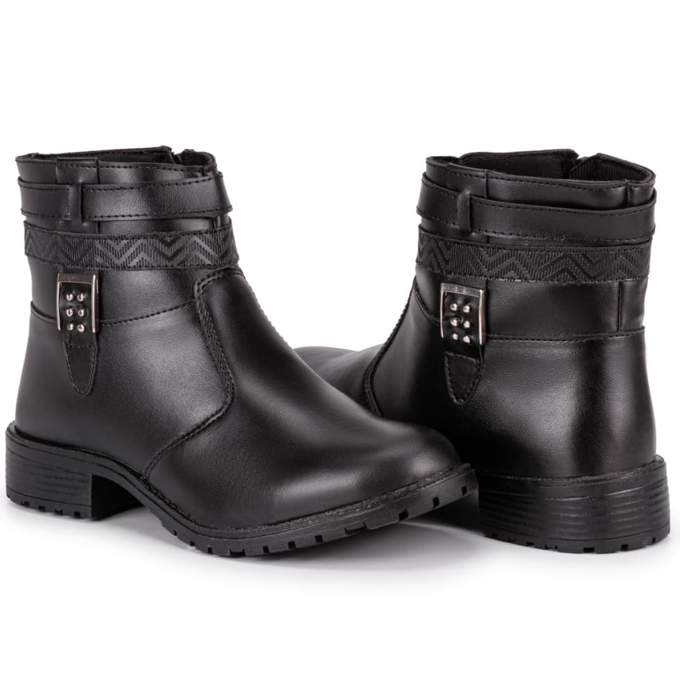 Bota Botinha Feminina Casual Cano Curto Sem Salto Moda Blogueira Inverno com Fivela Fechamento em zíper