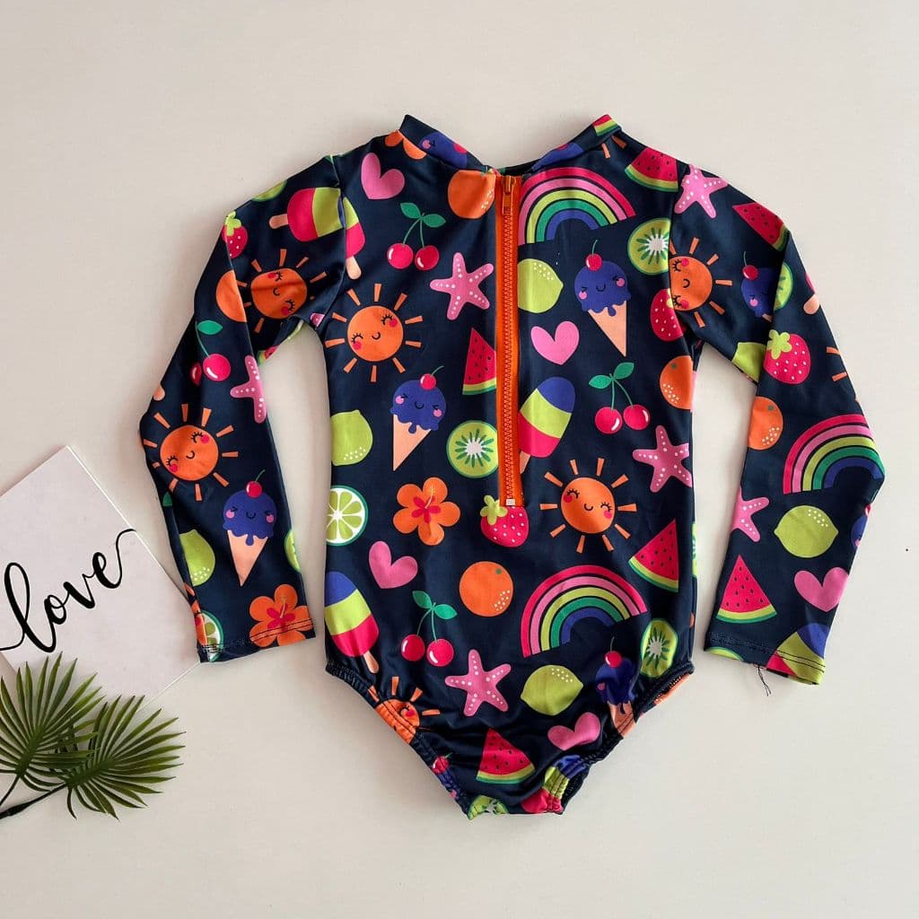 Maiô manga longa infantil juvenil com ziper - 2 ao 16