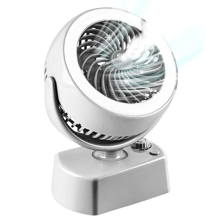 Ventilador Com Umidificador e Luz de Led Recarregavel Ajustável em 360º Portátil