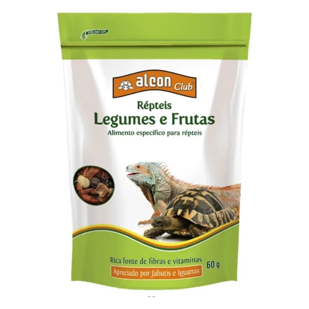 Alcon Club Répteis Legumes e Frutas 60g - NOVA EMBALAGEM - Alimentos para Jabutis e Iguanas