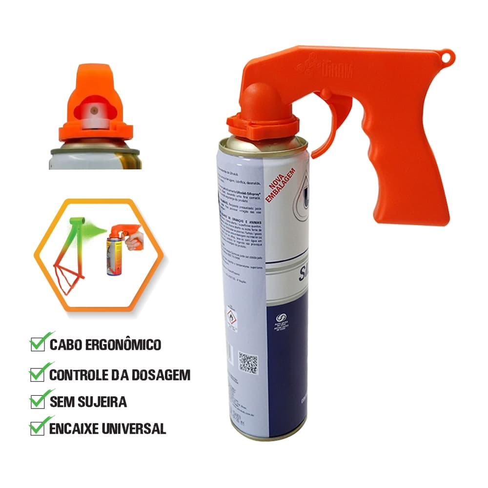Pistola Aplicadora com Gatilho Para Latas Spray Com Adaptador Tinta Aerosol Universal