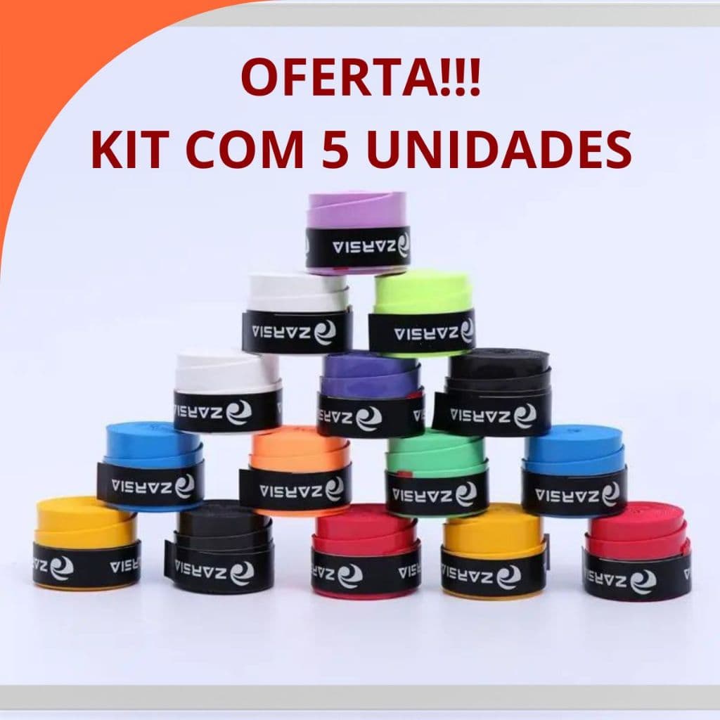 Kit 5 Overgrip Grip Bandagem Raquete Tenis Beach Tennis Over Grip Bicicleta Moto Conforto