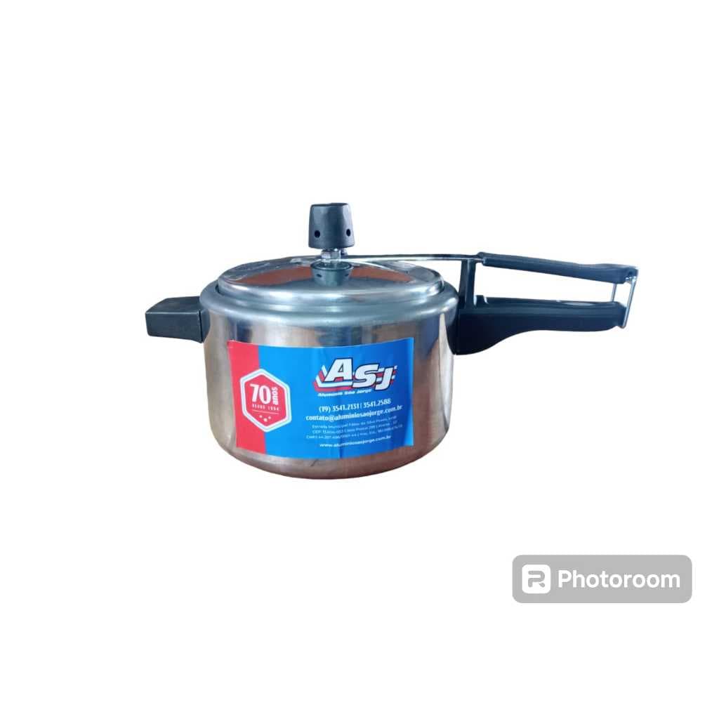 Panela de Pressão 2,5 Litros em Alumínio Resistente ASJ Polida Fechamento Interno