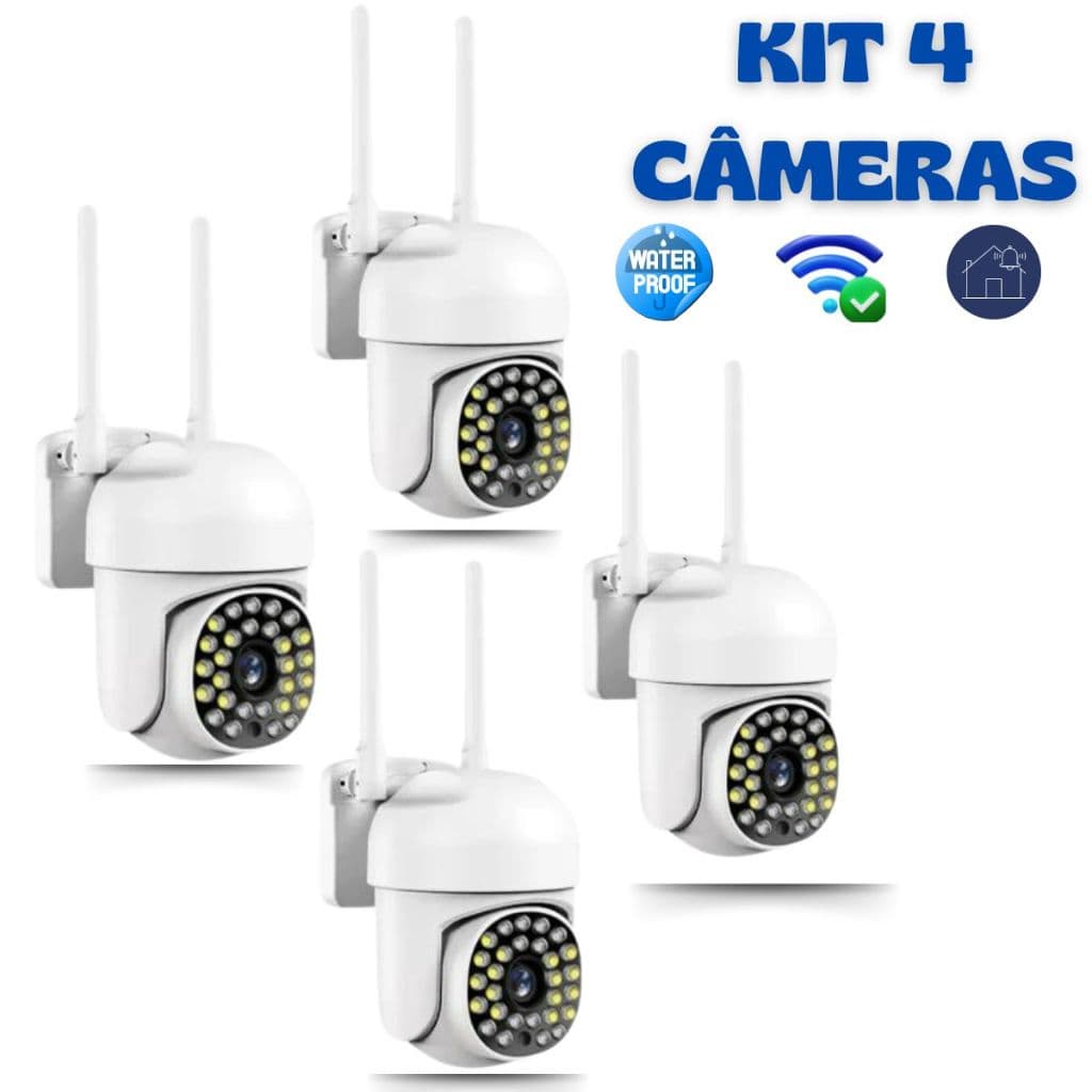 kit 4 Câmeras De Segurança Wi-Fi Externa a Prova D'água Ip 66 full hd YOOSEE - ICSEE  Bivolt 28 LEDs