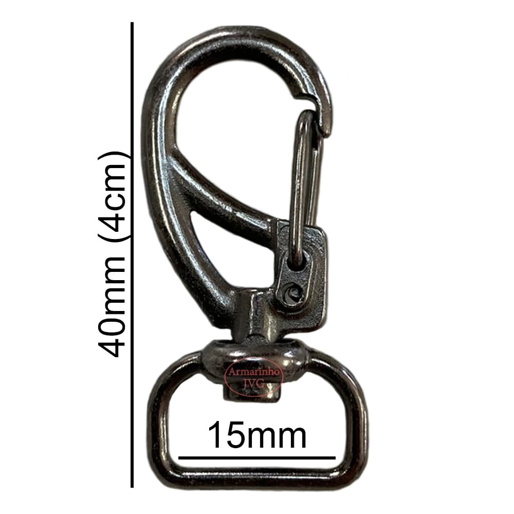 10un Mosquetão 15mm Grafite Gancho Alça Bolsas Mochilas