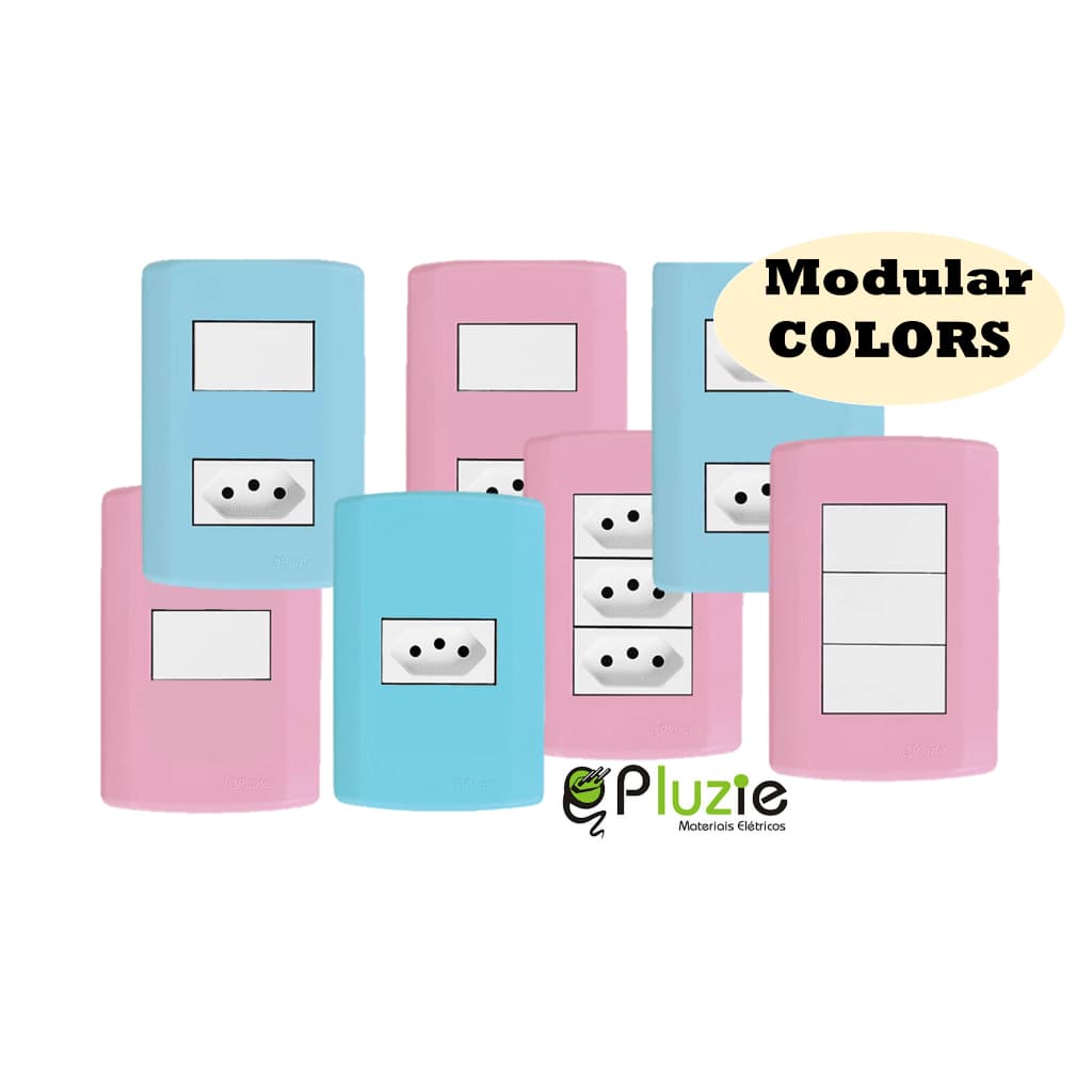 Tomadas Interruptores Modular Pluzie Rosa Pluzi Colors