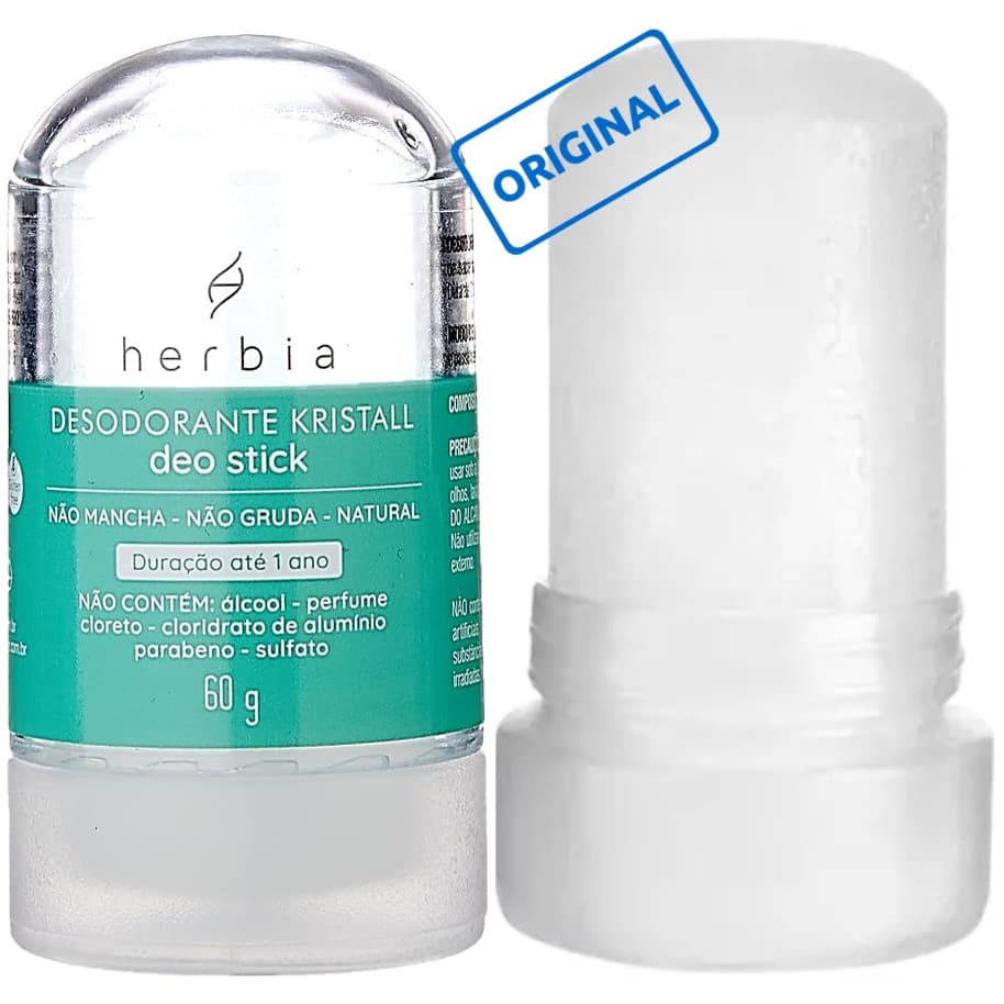 Herbia Desodorante Natural Stick Cristal 60g pedra sal sem cheiro alumínio parabenos perfume vegano