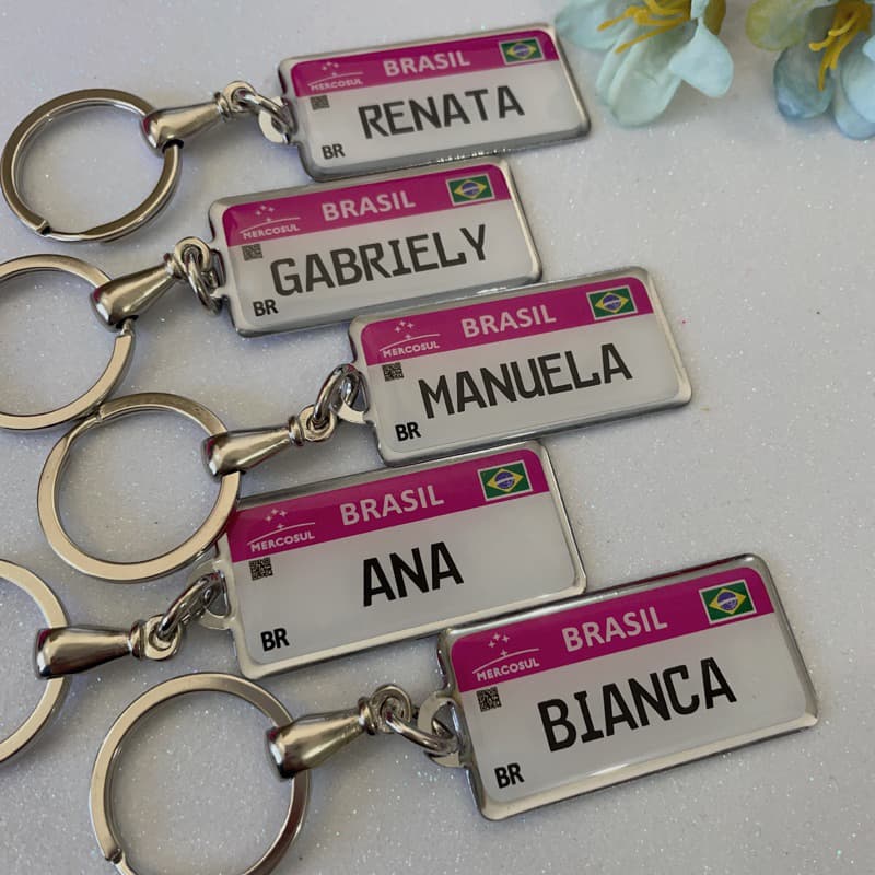 Chaveiro Frente Plaquinha Mercosul Resinado Nome Feminino