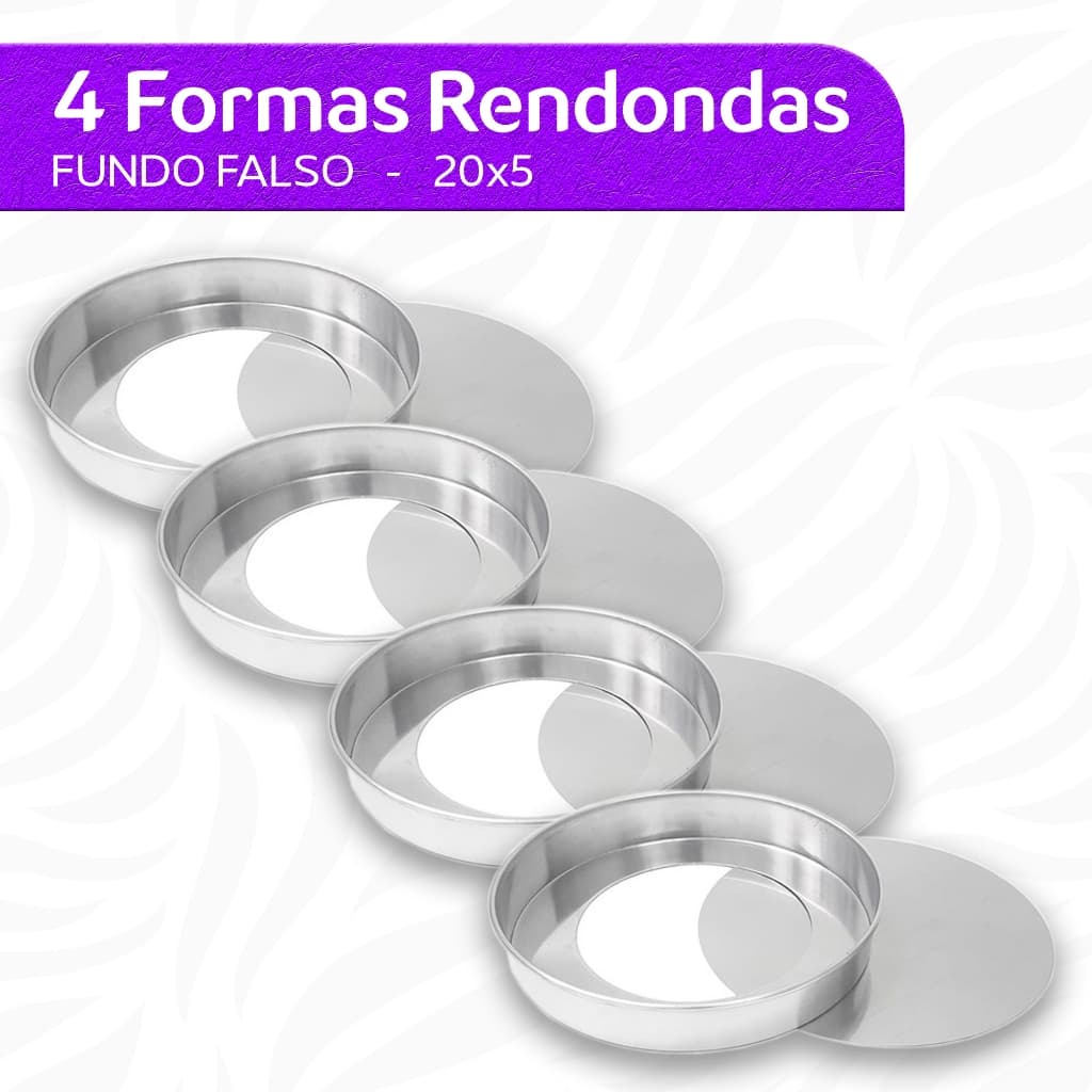 Kit Forma Assadeira Redonda Para Torta 20x5 Fundo Falso Removível