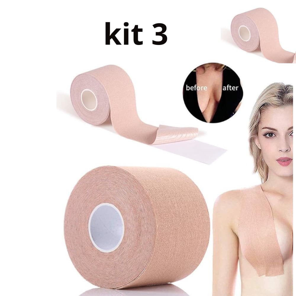 Kit 3 Sutiã Rolo Adesivo Levanta Peito Seio Fita Invisível