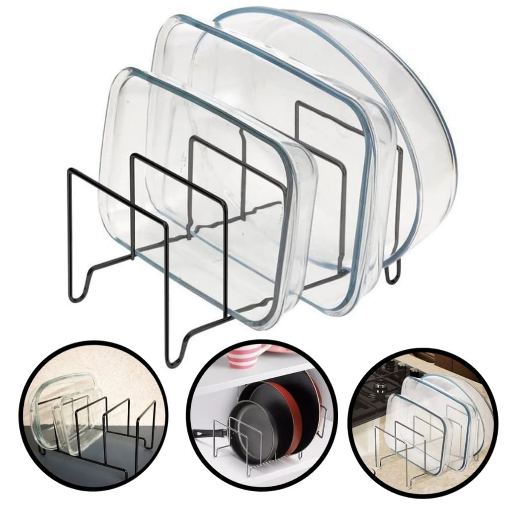 Organizador Suporte De Travessas Formas Frigideiras Tampas e Refratário Cozinha