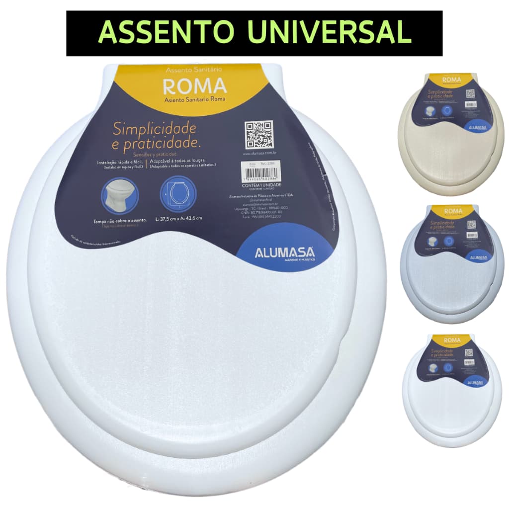 Assento Sanitário Roma Alumasa Oval Tampa de Vaso Universal