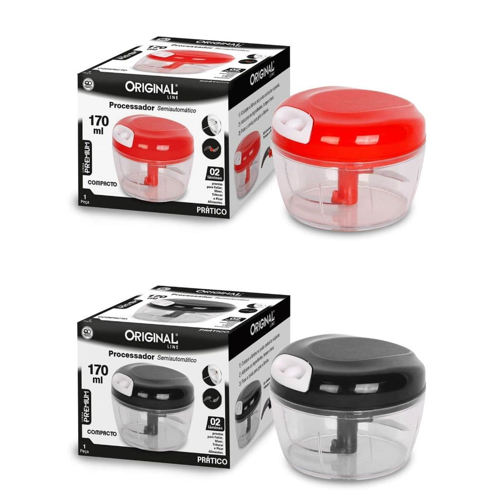 Mini Processador de Alimentos com 2 Lâminas em Aço Inox- 170ml